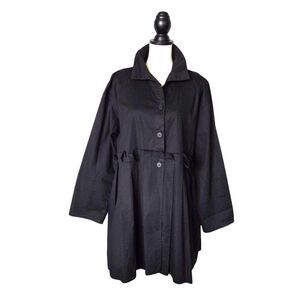 Dress To Kill Jane Mohr Black Tunic Top Oversized Poplin Cotton Lagenlook Sz OS